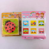 2*2 wooden 6 side puzzle small - 6 different puzzles in 1 pack